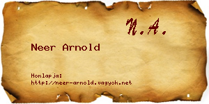Neer Arnold névjegykártya